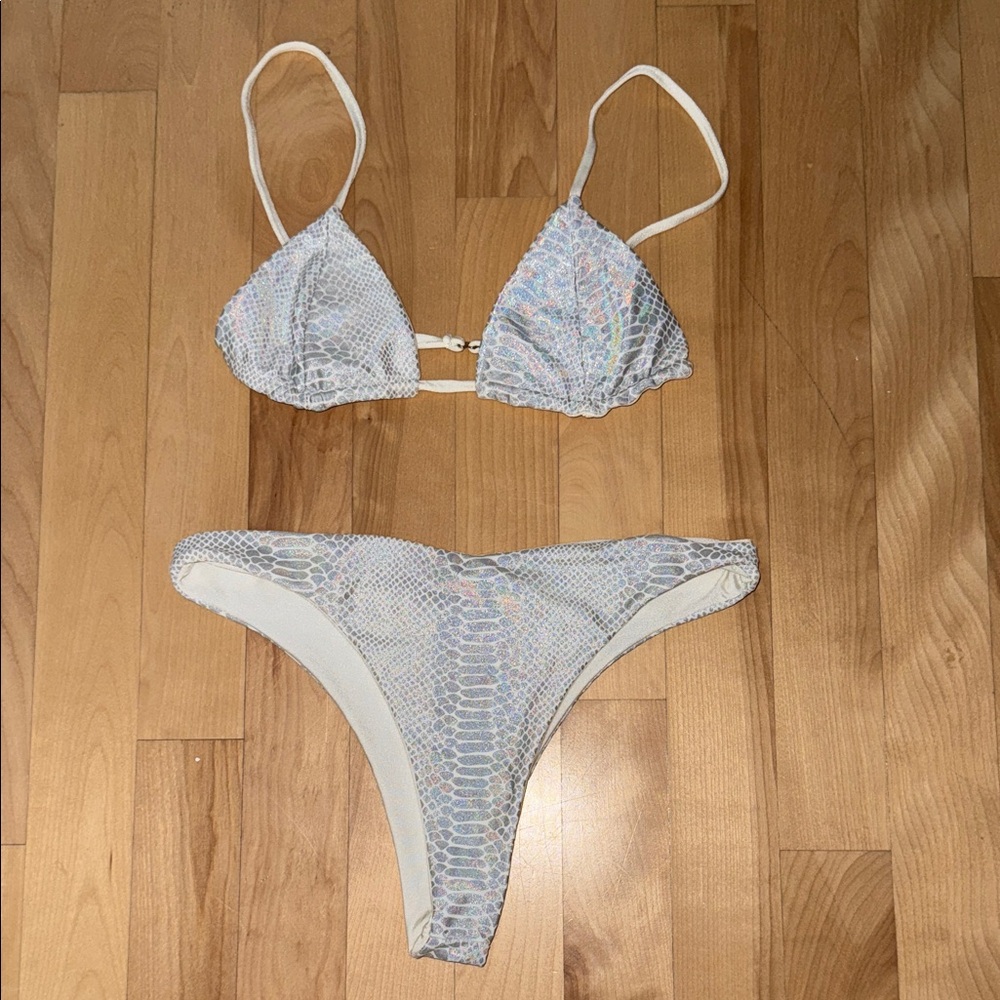 Lali and Layla holographic White Snakeskin Bikini Set